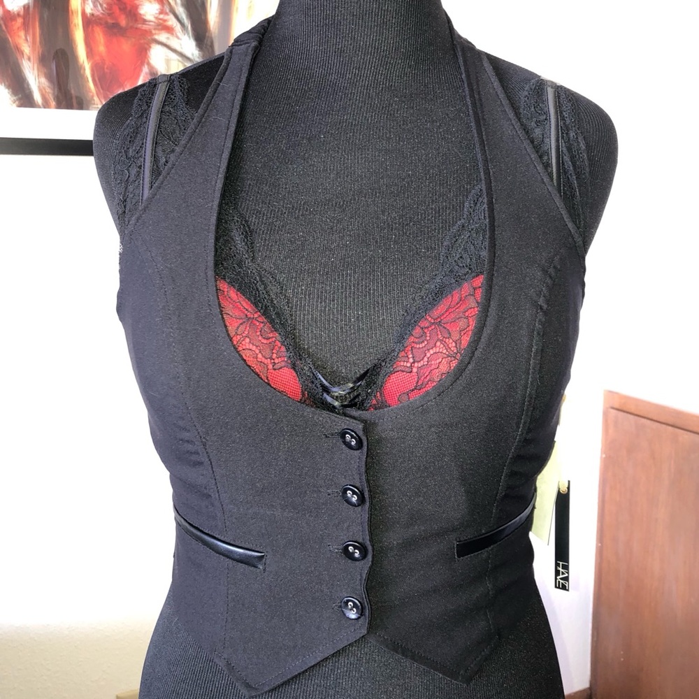 NWT Black Button Up Vest